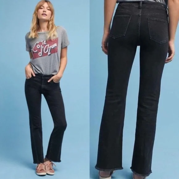 Anthropologie Pilcro and the Letterpress High-Rise Flare Black Denim Jeans 30 - Picture 1 of 11